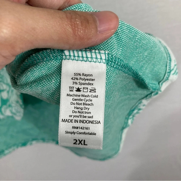 NEW LuLaRoe Green White Soft Stretch Floral Tunic size 2XL - Picture 5 of 8